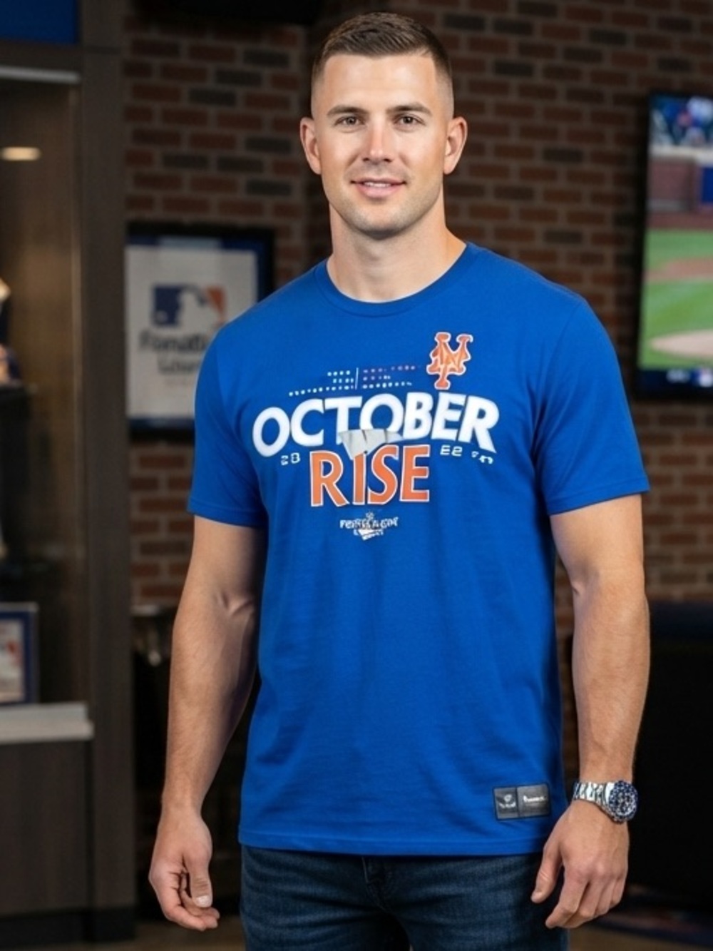 Official New York Mets 2022 MLB Postseason "October Rise" T-Shirt NEW!
